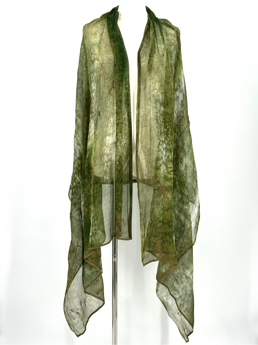 Vintage Artisan silk Olive Moss Green  and Gold Women's Scarf shawl